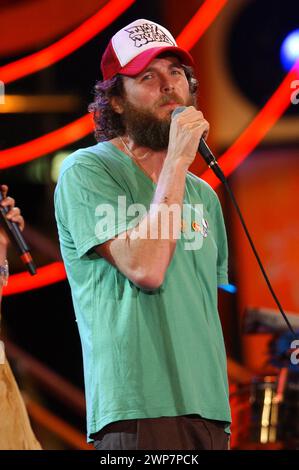 Turin Italien 04.06.2005: Jovanotti, italienischer Sänger, während der Fernsehsendung „Festivalbar 2005“ Stockfoto