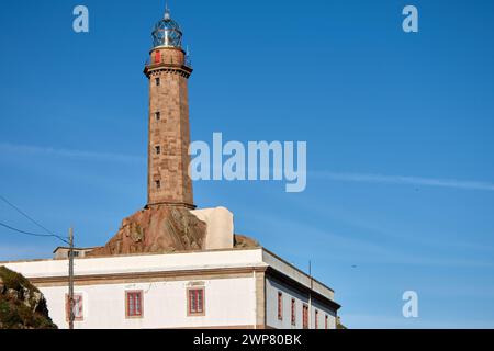 Der Leuchtturm Cabo Vilan an der Costa de la Muerte, Galicien, Spanien Stockfoto