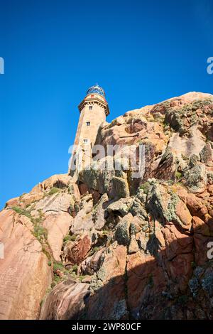 Der Leuchtturm Cabo Vilan an der Costa de la Muerte, Galicien, Spanien Stockfoto