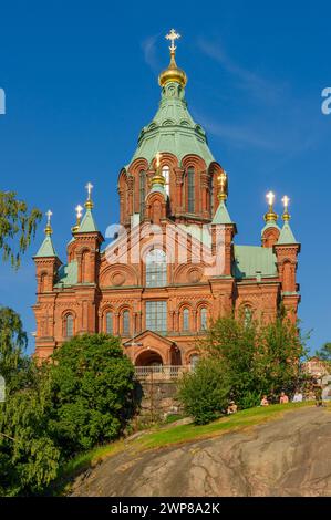 Uspenski-Kathedrale an einem sonnigen Tag, Helsinki, Finnland Stockfoto