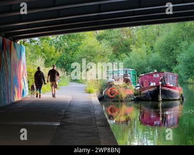 Es ist früh an einem Sommermorgen und ich bin täglich auf meinem Spaziergang. Ich bin unter einer alten Brücke über die Themse in Kennington, Oxfordshire. Wenn du es wirklich wärst Stockfoto