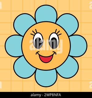 Blume Retro-Zeichentrickfilm Stock Vektor