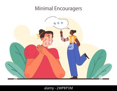 Aktives Zuhören. Aufmerksamer Geschäftscharakter oder Entwicklung von Soft Skills für Mitarbeiter. Konversation, Verhandlung, emotionale Intelligenz und Teamarbeit. Illustration des flachen Vektors Stock Vektor