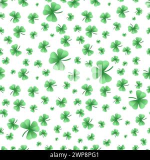 Einfaches nahtloses Muster mit Kleeblättern. St. Patrick's Day Symbol, irischer Lucky Shamrock Hintergrund. Vektorabbildung Stock Vektor