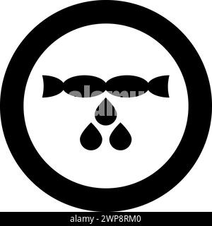 Trocknen von Kleidung Entfernen Drücken Wassertropfen Tropfen fallen aus Wäschekonzept Symbol im Kreis rund schwarze Farbe Vektor Illustration Bild einfarbig Umrissstil Stock Vektor