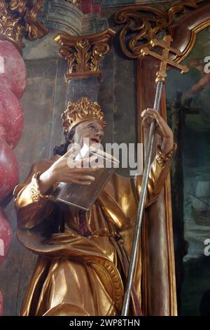 St. Gregor der große, Statue auf dem Altar des Heiligen Franz von Assisi in der Pfarrkirche der Heiligen Dreifaltigkeit in Klenovnik, Kroatien Stockfoto