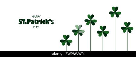 Banner für St.. Patricks Day am 17. März mit Schamrock an der Schnur. Stock Vektor