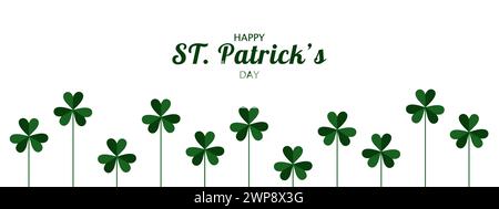 Grüne Schamrocks mit Platz für Text auf weißem Hintergrund. Happy St. Patricks Day. Stock Vektor