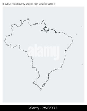 Brasilianische Landkarte. Hohe Details. Umrissstil. Form Brasiliens. Vektorabbildung. Stock Vektor