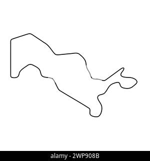 Vereinfachte Landkarte Usbekistan. Dünne schwarze Kontur. Einfaches Vektorsymbol Stock Vektor