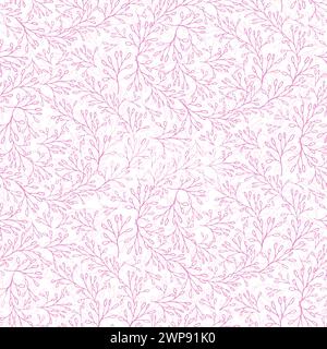 Zartes, nahtloses Blumenmuster mit handgezeichneten Pflanzenelementen für Textilien oder Tapeten, Scrapbook-Papier. Hellrosa Vektorhintergrund für Colo Stock Vektor