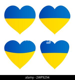 Herz in den Farben der ukrainischen Flagge. Liebe Die Ukraine. Stoppt den Krieg Stock Vektor
