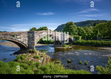 Pont Fawr, dreibogige Brücke über den Conwy River von Inigo Jones, Llanrwst, Wales Stockfoto