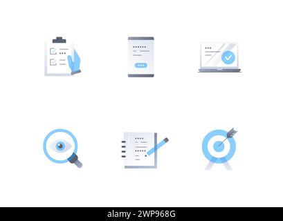 Daten und Informationen – Symbole im flachen Design Stock Vektor
