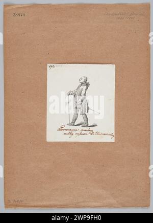 Diese Grafik aus dem 19. Jahrhundert zeigt eine Silhouette von Friedrich Anton August Lohrmann nach einer Zeichnung von Daniel Nikolaus Chodowiecki (13,3 x 11,7 cm) aus dem Nationalmuseum in Warschau. Stockfoto
