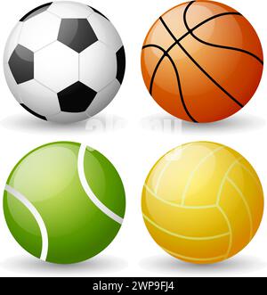 Glossy Sport Ball Set, Vektor-Illustration Stock Vektor