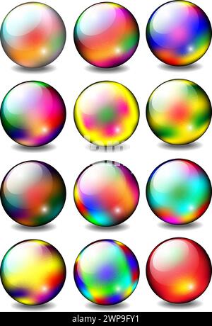 Rainbow Glossy Ball Set, Vektor-Illustration Stock Vektor