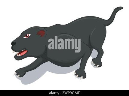Hungriger Schwarzer Panther-Cartoon, Vektor-Illustration Stock Vektor
