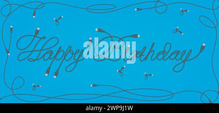 Alles Gute zum Geburtstag USB Schriftart Design, Vektor-Illustration Stock Vektor