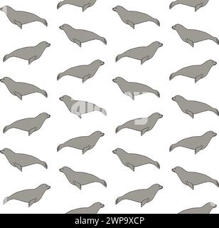 Vector seamless pattern of hand drawn seal Stock Vektor