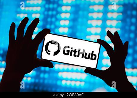 Brasilien. März 2024. In dieser Abbildung wird das GitHub-Logo auf einem Smartphone-Bildschirm angezeigt. (Foto von Rafael Henrique/SOPA Images/SIPA USA) *** ausschließlich für redaktionelle Nachrichten *** Credit: SIPA USA/Alamy Live News Stockfoto