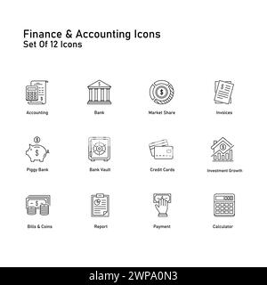 Design Von Vektorsymbolen Für Finanzen Und Buchhaltung Stock Vektor