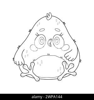 Huhn Hand gezeichnet niedliche Zeichentrick Malseite kleine Küken. Umriss Cartoon Little Chick. Neugeborenes Huhn. Kritzelvögel. Malbuch für Kinder. Vektorabbildung Stock Vektor