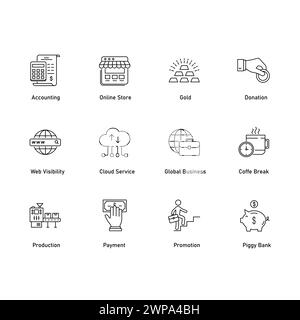 Financial Business Vector Icon Design Collection Stock Vektor