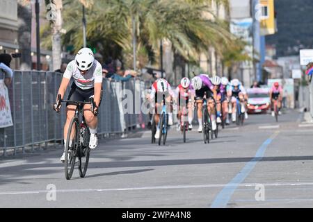 Pietra Ligura, Italien. März 2024. Linda Zanetti (Team National Suisse) 3Â° klassifiziert während Femminile - Trofeo Ponente Rosa - Bordighera/Pietra Ligure, Straßenradrennen in Pietra Ligura, Italien, 06. März 2024 Credit: Independent Photo Agency/Alamy Live News Stockfoto