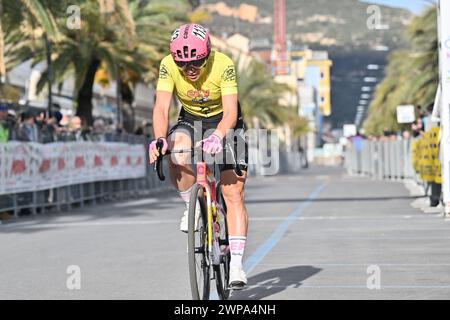 Pietra Ligura, Italien. März 2024. Kristen Faulkner (EF Education - Cannondale) 2Â° klassifiziert während Femminile - Trofeo Ponente Rosa - Bordighera/Pietra Ligure, Straßenradrennen in Pietra Ligura, Italien, 06. März 2024 Credit: Independent Photo Agency/Alamy Live News Stockfoto