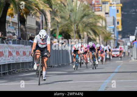 Pietra Ligura, Italien. März 2024. Linda Zanetti (Team National Suisse) 3Â° klassifiziert während Femminile - Trofeo Ponente Rosa - Bordighera/Pietra Ligure, Straßenradrennen in Pietra Ligura, Italien, 06. März 2024 Credit: Independent Photo Agency/Alamy Live News Stockfoto