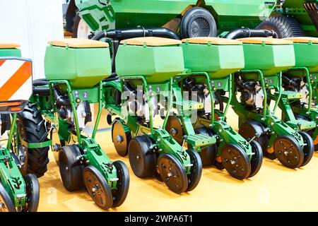 Präzisionsluftsämaschine Landwirtschaftsbau auf Ausstellung Stockfoto