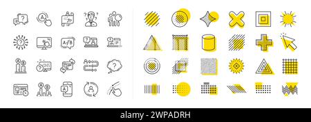 UX-Zeilensymbole. Satz von ab-Tests, Fahrwegkarte und linearen Symbolen für Fragezeichen. Designelemente. Vektor Stock Vektor