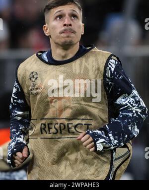 MÜNCHEN, Deutschland. März 2024. 17 Bryan ZARAGOZA während des Aufwärmens für das Champions-League-Spiel zwischen dem FC Bayern München und S.S. LAZIO Roma in der Allianz Arena in München am 5. März 2024 in Deutschland. Fussball, 3:0, (Foto und Copyright bei ATP Images/Arthur THILL (THILL Arthur/ATP/SPP) Credit: SPP Sport Press Photo. /Alamy Live News Stockfoto