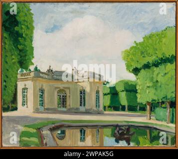 Dieses Gemälde aus dem späten 19. Bis frühen 20. Jahrhundert von Alexandre Benois zeigt den Park von Versailles und hebt französische Parkarchitektur und Landschaftsmerkmale in der russischen Malerei hervor. Stockfoto