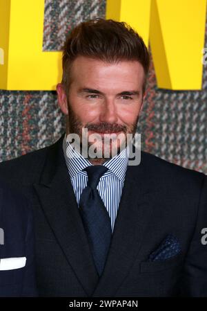 London, Großbritannien. März 2024. David Beckham nimmt an der UK Series Global Premiere von „The Gentlemen“ im Theatre Royal Drury Lane in London Teil. (Foto: Fred Duval/SOPA Images/SIPA USA) Credit: SIPA USA/Alamy Live News Stockfoto