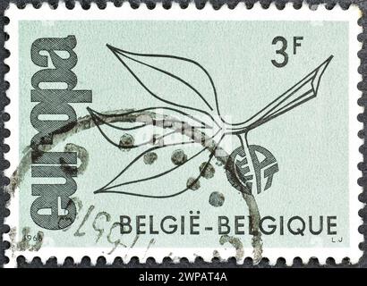 Gestempelte Briefmarke, gedruckt von Belgien, auf der Europa (C.E.P.T.) 1965 - Frucht, um 1965 gezeigt wird. Stockfoto