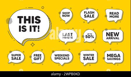 Das ist es Symbol. Sonderangebot. Bieten Sie Sprechblasen-Symbole an. Vektor Stock Vektor