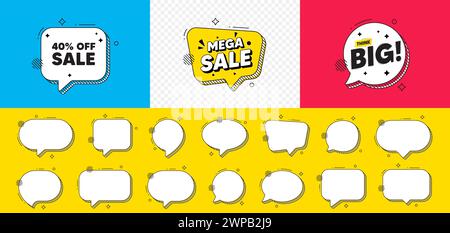 40 % Rabatt. Angebotsschild für Aktionspreis. Mega-Verkaufs-Chat-Sprechblase. Vektor Stock Vektor