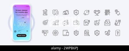 Zeilensymbole für Ablehnungsbuchstaben, unbekannte Datei und Statistics Timer für Web-App. Piktogrammsymbol Vektor Stock Vektor
