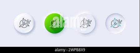 Symbol für Windmühle-Turbinenlinie. Windkraftzeichen. Zeilensymbole. Vektor Stock Vektor