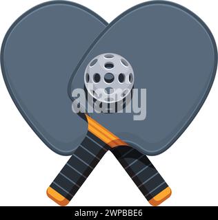 Spieler paddeln Sport Icon Cartoon Vektor. Spiel Pickleball. Kugel mit Kugellöchern Stock Vektor