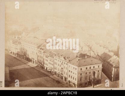 Warschau. 26.VIII.1873. Blick vom Schlossturm '[Panoramablick auf Warschau von der Welt des Königsschlosses zum Großen Theater]; Brandel, Konrad (1838-1920); 26.08.1873 (1873-00-00-1873-00); vom Muza-System des Nationalmuseums in Warschau; fotografischer Druck / Druck von Glasnegativ / Druck von Glasnegativ / Druck von Glasnegativfarbe; . . . . . . . . . . . . . . . . . . . . 23,5 cm, Szer. 31,2 cm, Podkadka: Wow. 25 cm, Szer. 34,8 cm; DI 36657 MNW; Wszystkie prawa zastrzeone.Krakowskie Przedmieście (Warschau - Straße), Méyet, Leopold (1850-1912), Méyet, Leopold (1850-1912) - Sammlung, Senatorska (Krieg Stockfoto