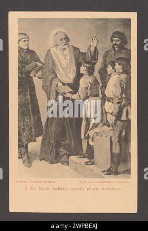Illustration von Walery Eljasz-Radzikowski um 1905, in der der Heilige Jan Kanty die Preise an Studenten vergibt, geschaffen von Józef Chociszewski. Stockfoto