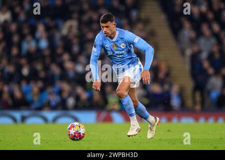 Matheus Nunes #27 von Manchester City beim Achtelfinale der UEFA Champions League zwischen Manchester City und dem FC Kopenhagen am Mittwoch, den 6. März 2024, im Etihad Stadium in Manchester. (Foto: Mike Morese | MI News) Credit: MI News & Sport /Alamy Live News Stockfoto