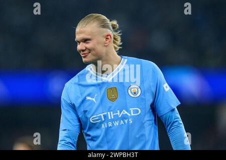 Erling Haaland #9 von Manchester City beim Achtelfinale der UEFA Champions League zwischen Manchester City und dem FC Kopenhagen am Mittwoch, den 6. März 2024, im Etihad Stadium in Manchester. (Foto: Mike Morese | MI News) Credit: MI News & Sport /Alamy Live News Stockfoto