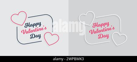 Happy Valentinstag Hintergrund mit Text und Linie Herzen Vektor Illustration Stock Vektor