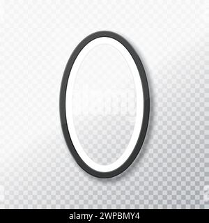 Realistischer ovaler Fotorahmen isoliert auf transparentem Hintergrund, leerer Bilderrahmen, Vektorrahmen Foto Stock Vektor