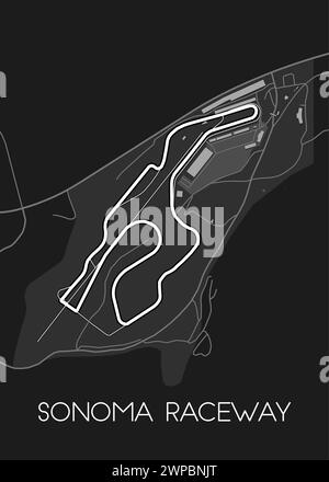 Sonoma Raceway, Sears Point Raceway Karte Poster Kunst Stock Vektor