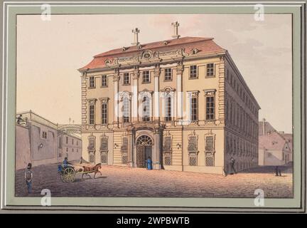 Ein Stich von Tranquillo Mollo aus den Jahren 1818–1823, der das Paśców Gebäude des Hofes und der Kanzlei in Wien, heute Bundeskanzleramt, zeigt, wie architektonisch und städtisch gestaltet ist. Stockfoto